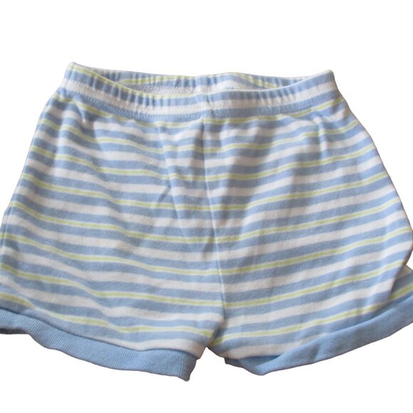 Pull On Cotton Shorts Infant Boys Size 3-6M Blue Striped Elastic Bottoms‎ - Picture 1 of 3